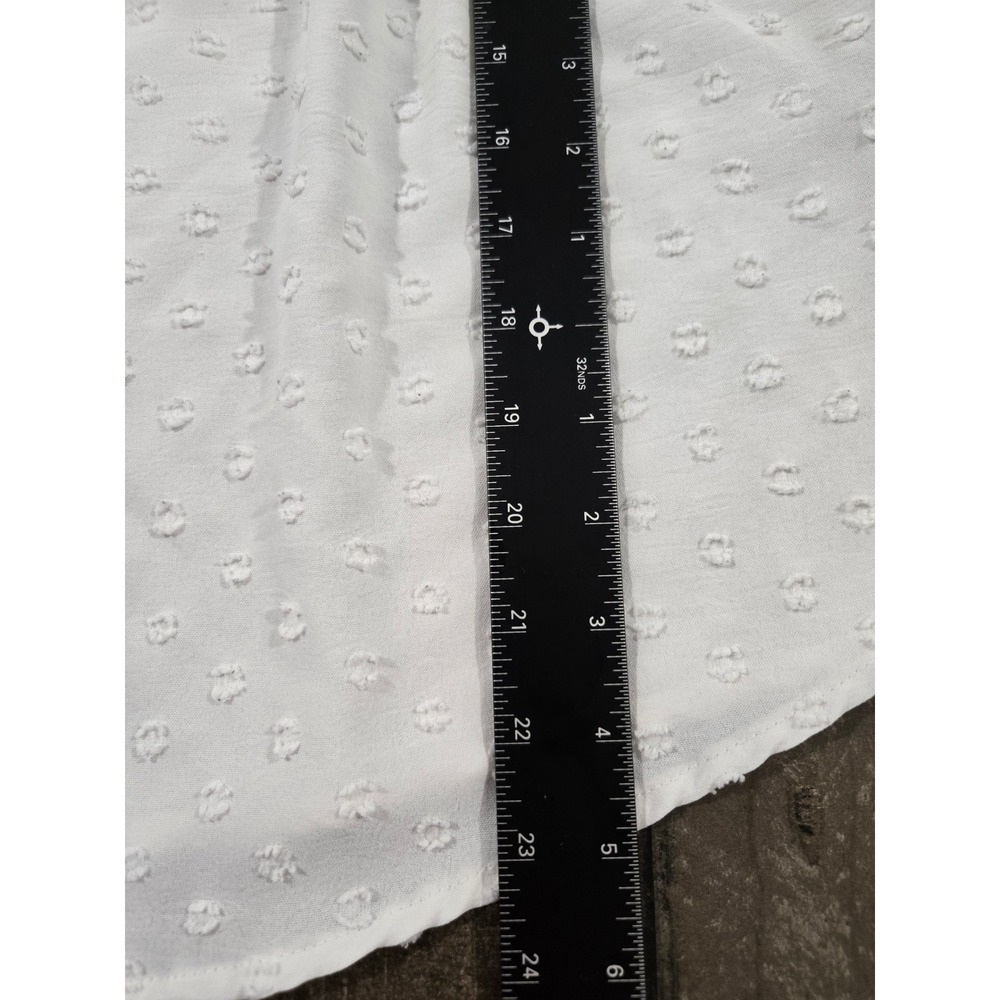 Adrienne Vittadini White Swiss Dot Crochet Lace Keyhole Tie Peasant Blouse Small - Picture 6 of 9